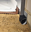 A crawl space encapsulation and insulation system, complete with drainage matting for flooded crawl spaces in Conklin