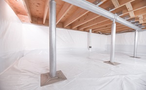 Crawl space structural support jacks installed in Newark Valley