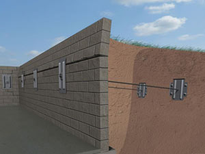 A graphic illustration of a foundation wall system installed in Delhi