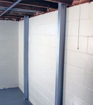 A PowerBrace™ i-beam foundation wall repair system in Binghamton