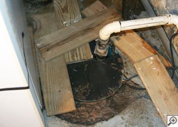 An ugly, clogged sump pump system in Horseheads, New York