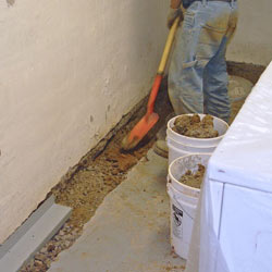Digging a trench for a French Drain system in Binghamton
