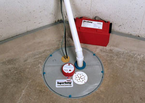 A sump pump system with a battery backup system installed in Delhi