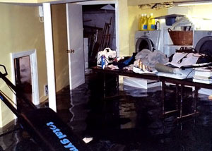A laundry room flood in Pine City, with several feet of water flooded in.