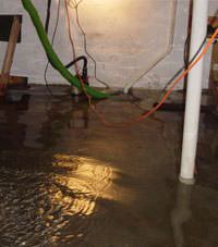 Several feet of floodwaters in a Freeville basement