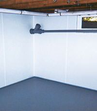 Plastic basement wall panels installed in a Lansing, New York home