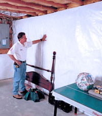 Plastic 20-mil vapor barrier for dirt basements, Lansing, New York installation